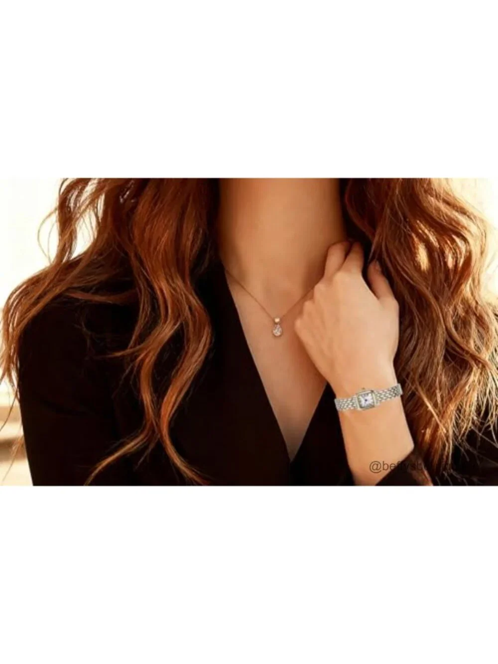 Vintage Square Luxury Watch for Women Two-Tone Stainless Steel Band Roman
